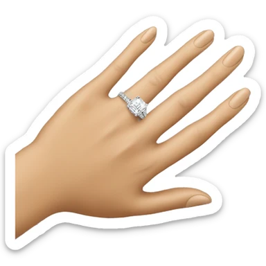 Engagement ring on brown hand sticker