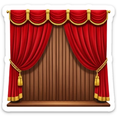 theater, red curtains , wooden stage sticker