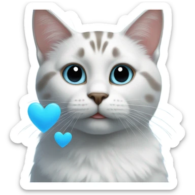 Cat with skyblue hearts sticker