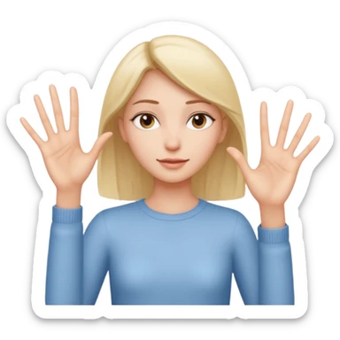 Girl with two hands in front no flowers and make them at different levels sticker