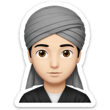 Emoji de un chico con turbante árabe que el chico sea de color piel clara y que tenga cabello negro y de fondo blanco sticker
