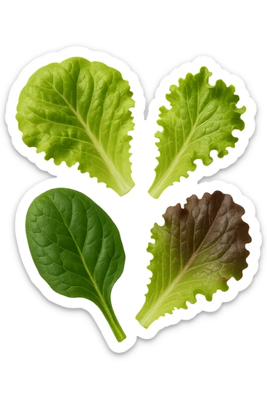 EMOJI STILE IPHONE DI FOGLIE DI INSALATA CHE FLUTTUANO IN ARIA, IPERREALISTICO 4K sticker