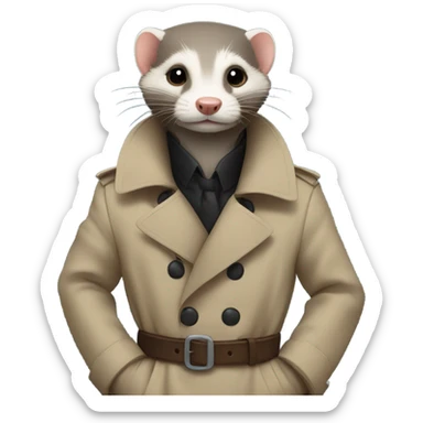 ferret wearing trench coat sticker