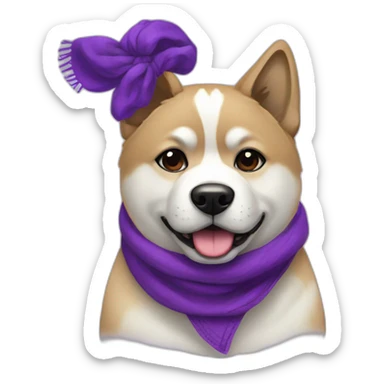 american akita with a purple scarf sticker
