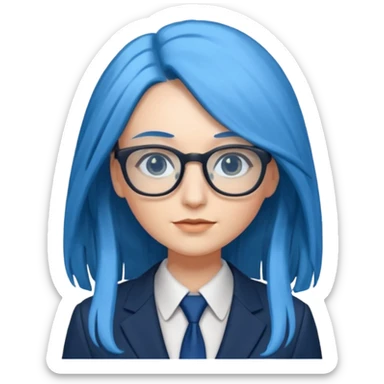 quero uma mulher com cabelos longos e mais corporativa nerd com o cabelo azul sticker