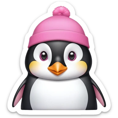 chim cánh cụt, đội mũ hồng xinh sticker