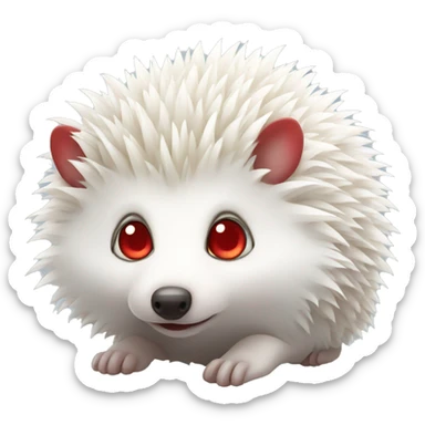 Cute white hedgehog with red eyes sticker