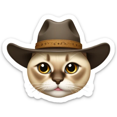 fat siamese cat in cowgirl hat sticker