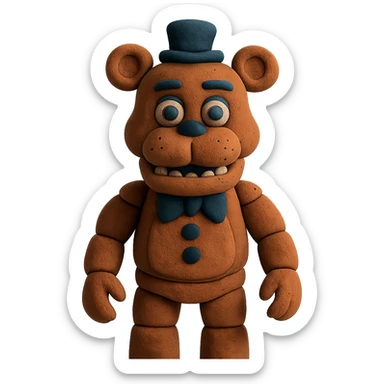 claymation style animatronic bear inspired by Five Nights at Freddy's sticker
