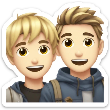 anime boy with anime boy selfie sticker