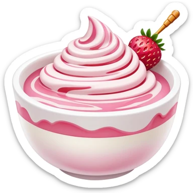 
strawberry yogurt with honey in a white bowl sticker