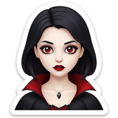 девушка вампир с темными волосами, очень бледной кожей и черным макияжем глаз sticker