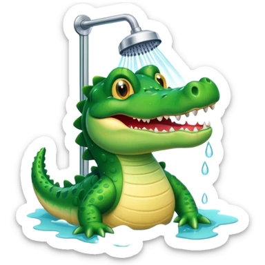 Cute crocodile is showing under the shower  sticker