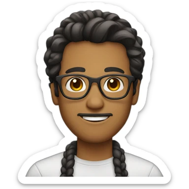 guy with long hair, stubble, earrings and glasses sticker