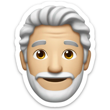 Older attractive man with mediumlong grey and brown hair tucked behind his ears & a little bit curly with a five o clock shadow beard smiling sticker