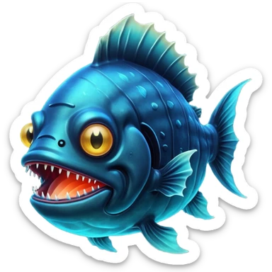 anglerfish with the light under dark water sticker