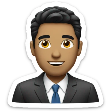 business man short straight black hair fluffy sticker