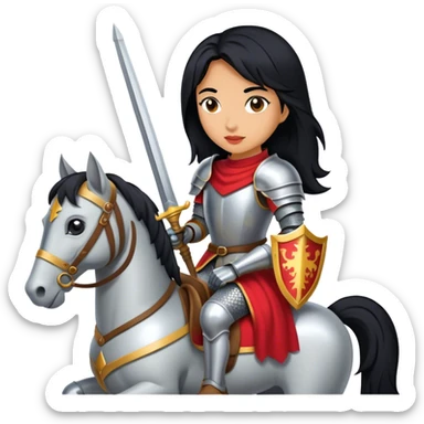 woman black hair knight on horse  sticker