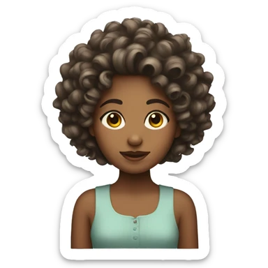 Girl with curls and hilighta sticker