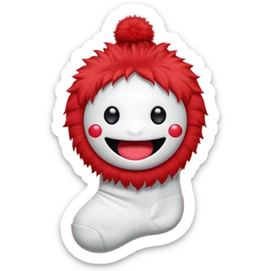 cute sock puppet, button eyes, chibi sticker