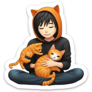 Emo boy petting orange cat sticker