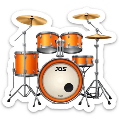 Neon orange drumset sticker