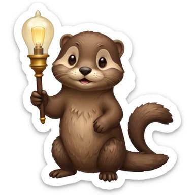 otter holding one lamp sticker