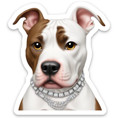 pitbull with bling necklace and earrings sticker