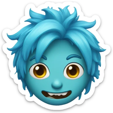 blue haired monster sticker