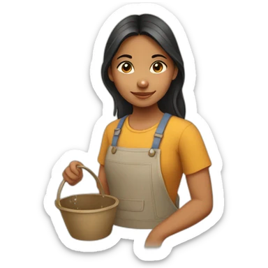 indigenous girl doing chores sticker