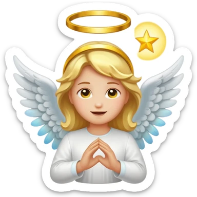 cartoon sticker of a colorful and cheerful angel emoji with a glowing halo above the head, no text, suitable for WhatsApp and Instagram sticker