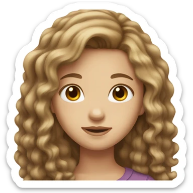 Girl with long wavy lighy brown hair, white skin, brown eyes  sticker