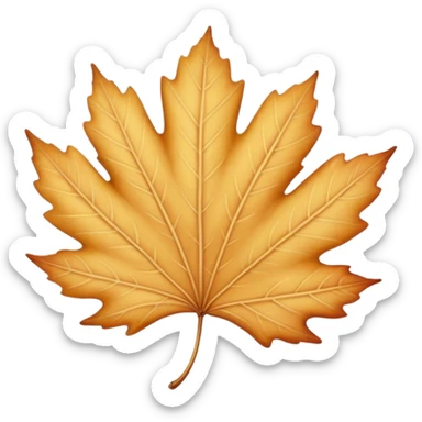 pastel warm autumn leaf in beige and golden tones, soft shadows, light grain texture, no background, cozy and delicate atmosphere sticker