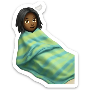 sick girl with blanket sticker