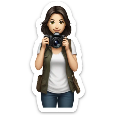 woman photographer fujifilm camera taking photo brunette sticker