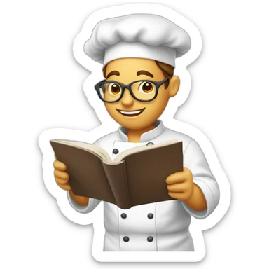 chef reading recipe book sticker