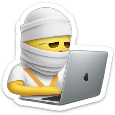 Hurt laptop with head bandages sticker