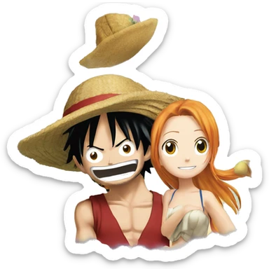 luffy avec nami  sticker