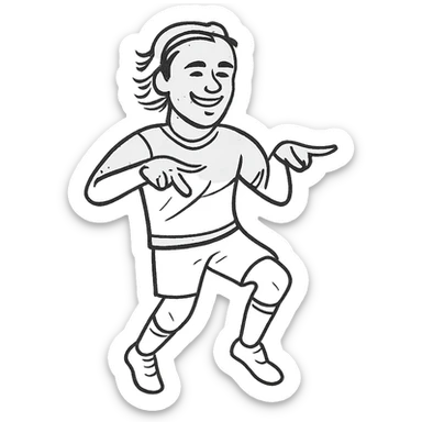 Griezmann goal celebration, football player, smiling while dancing, wearing football jersey, moving line style sticker