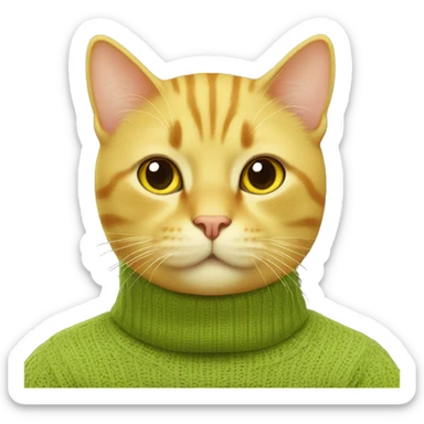 Yellow cat in turtle neck sticker