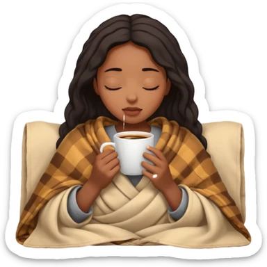 black girl inside a blanket sipping coffee eyes closed sticker