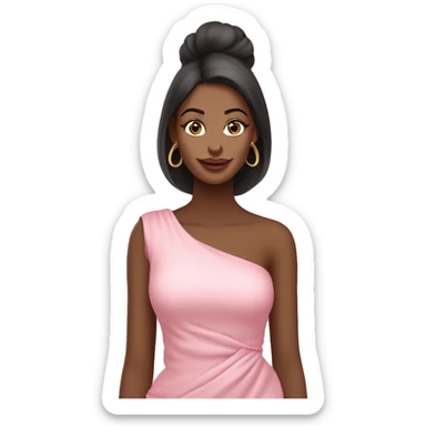 uma mulher loira de cabelos longos com olhos castanhos, usando roupas modernas em tons de rosa vibrante acessorios elegantes e minimalistas em dourado e rosa sticker