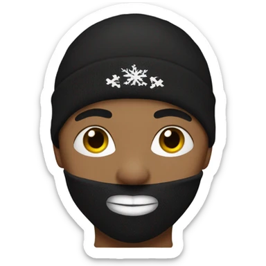 Boy with ski balaclava, black tank top, and tattoos sticker