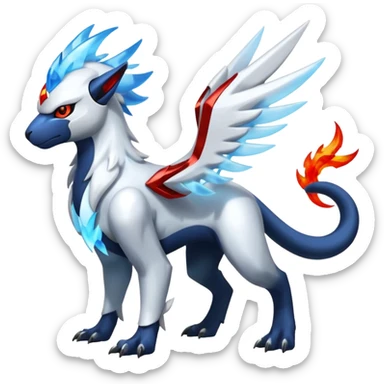 Shiny Futuristic Absol-Luxray-Reshiram-Kyurem-fusion, full body sticker