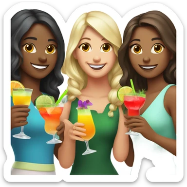 Three girls cocktails  sticker