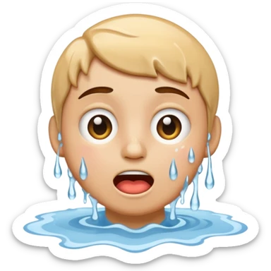 Make it emoji not a person Drooling and face wet and water is white sticker