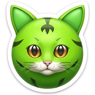 Cute green ball with cat ears with wheels sticker