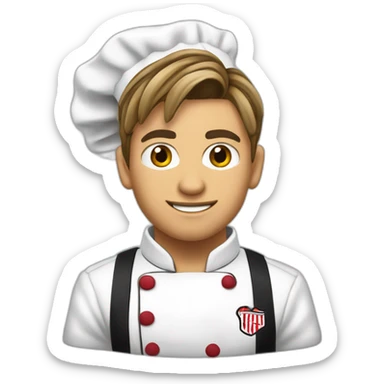 Cara de adolescente chef hincha de River Plate con pelo castaño y algunos pocos reflejos rubios sticker