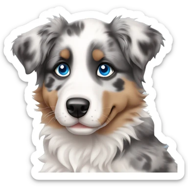 merle australian shepherd puppy with blue eyes sticker