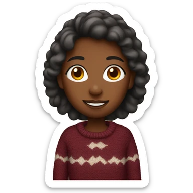 a girl in a burgundy sweater  sticker